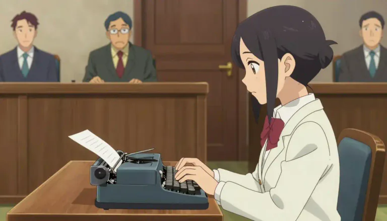 Visual representation of "stenographer" - A person who writes down what people say, especially in court.