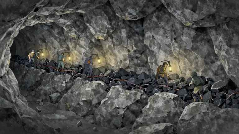 Visual representation of "ledge" - A vein or bed of rock.