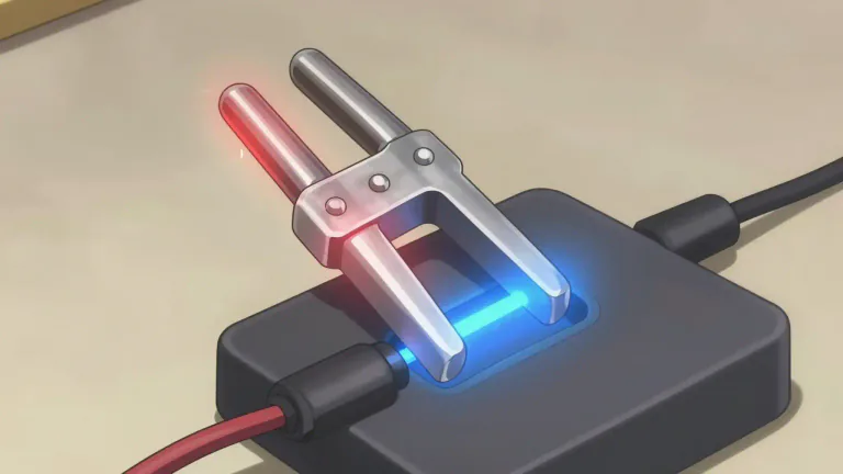 Visual representation of "electrode" - A conductor of electricity, usually a metal, which is used to connect an object to a source of electricity.