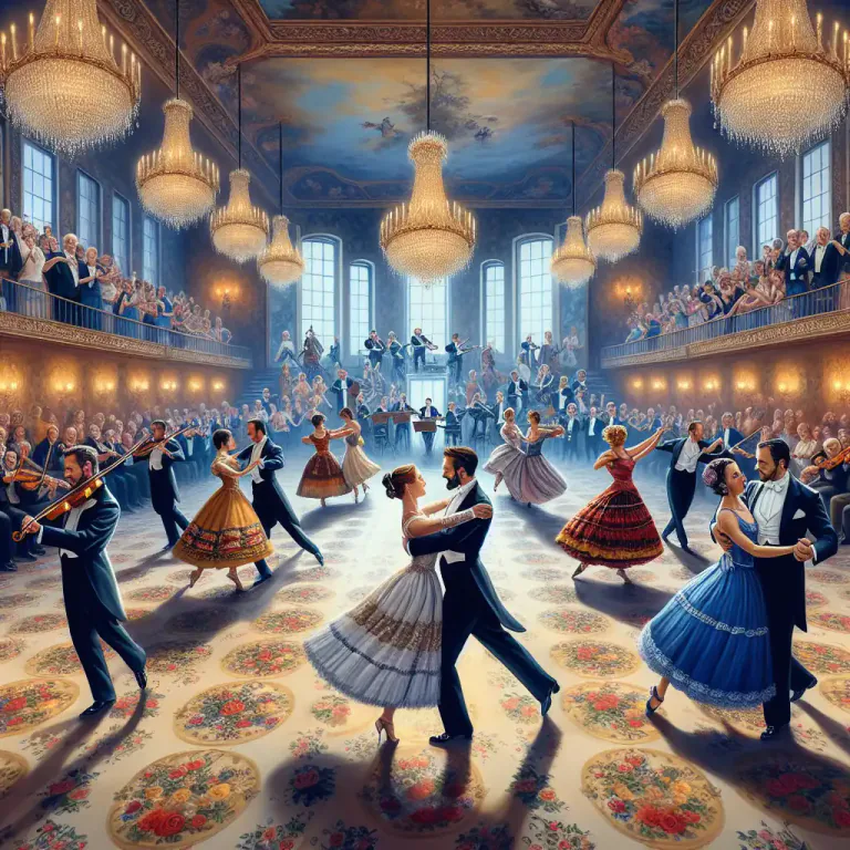 Visual representation of "polonaise" - A slow dance of Polish origin in triple time, with a characteristic rhythm.