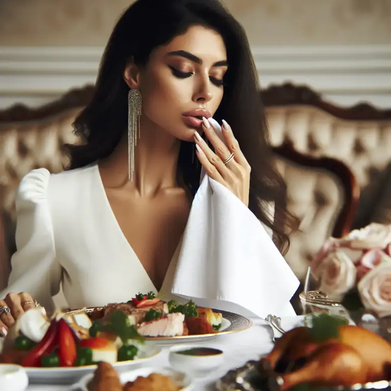 Visual representation of "serviette" - A piece of paper or cloth used to clean your mouth and fingers while eating