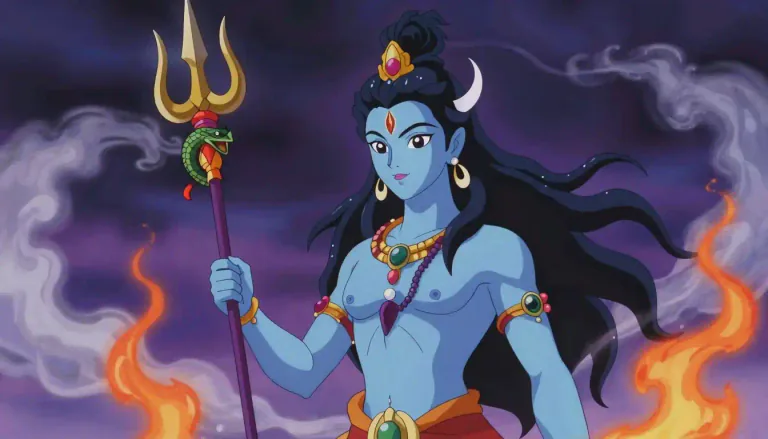Visual representation of "shiva" - In Hinduism, Shiva is one of the principal deities, often regarded as the 'Destroyer' in the Trimurti, which also includes Brahma the 'Creator' and Vishnu the 'Preserver'.