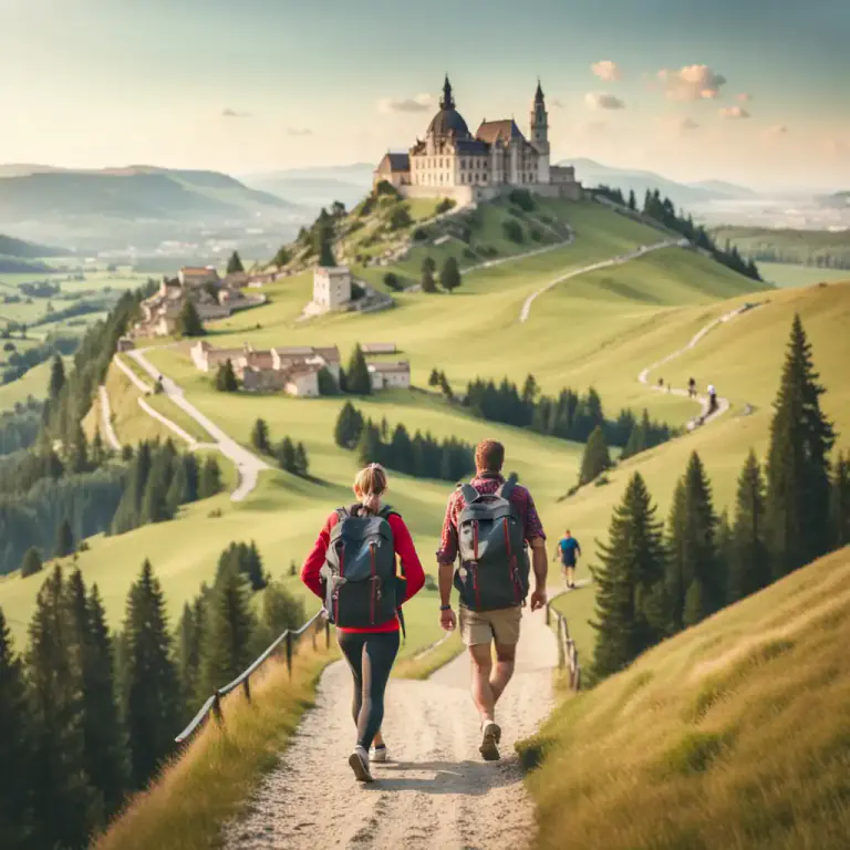Visual representation of "backpack" - To travel or hike carrying your belongings in a backpack