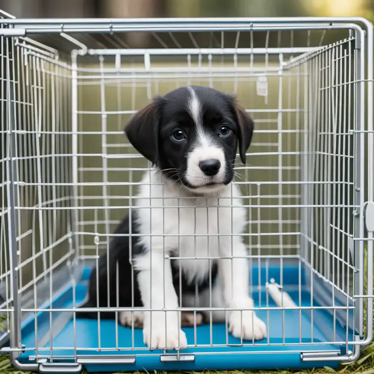 Visual representation of "crate" - A grid used in training pets, especially dogs.
