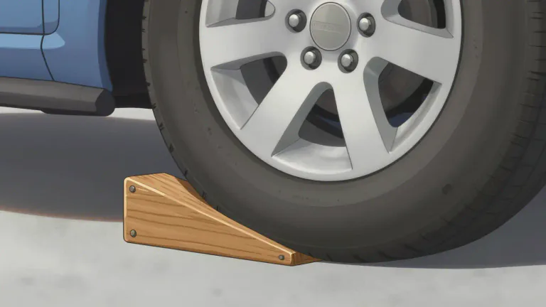 Visual representation of "chock" - A wedge or block used to prevent something from moving.