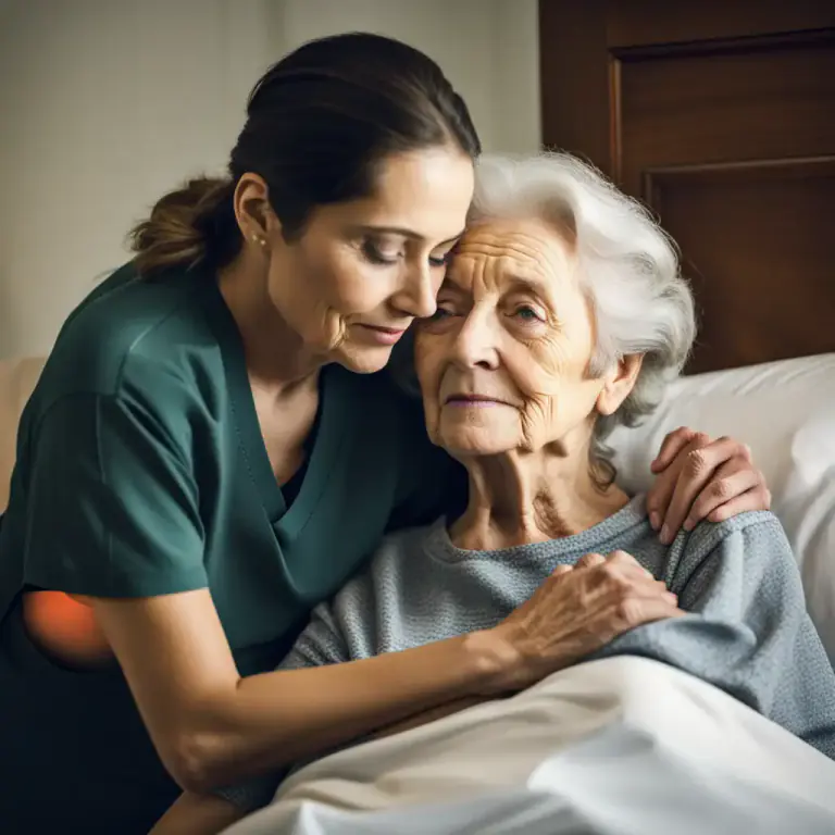 Visual representation of "care of somebody" - To look after someone, especially because they are ill, old, or unable to look after themselves