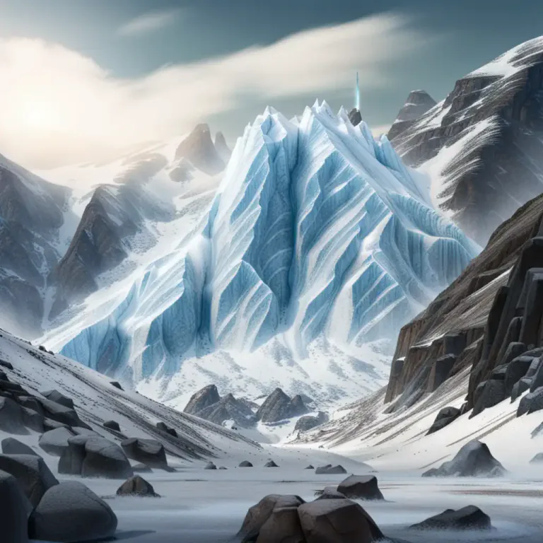 Visual representation of "avalanche" - (of a mass of snow, ice, and rocks) fall rapidly down a mountainside