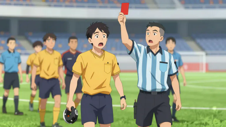 Visual representation of "disqualify" - to stop someone from being in a competition or doing something because they are not suitable or they have done something wrong