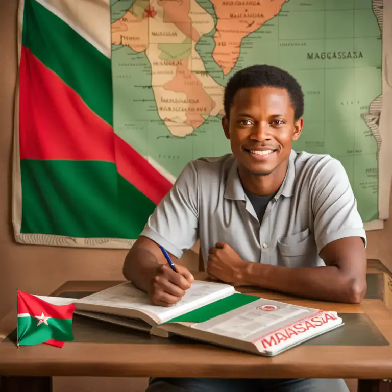 Visual representation of "malagasy" - Relating to Madagascar or its people or their language