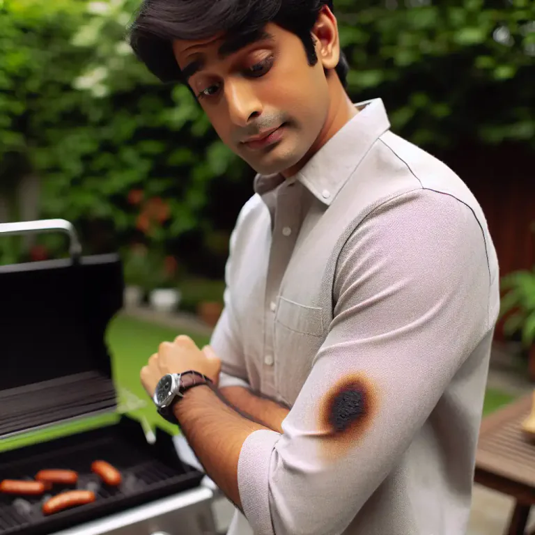 Visual representation of "singe" - A light burn or discoloring caused by slight burning