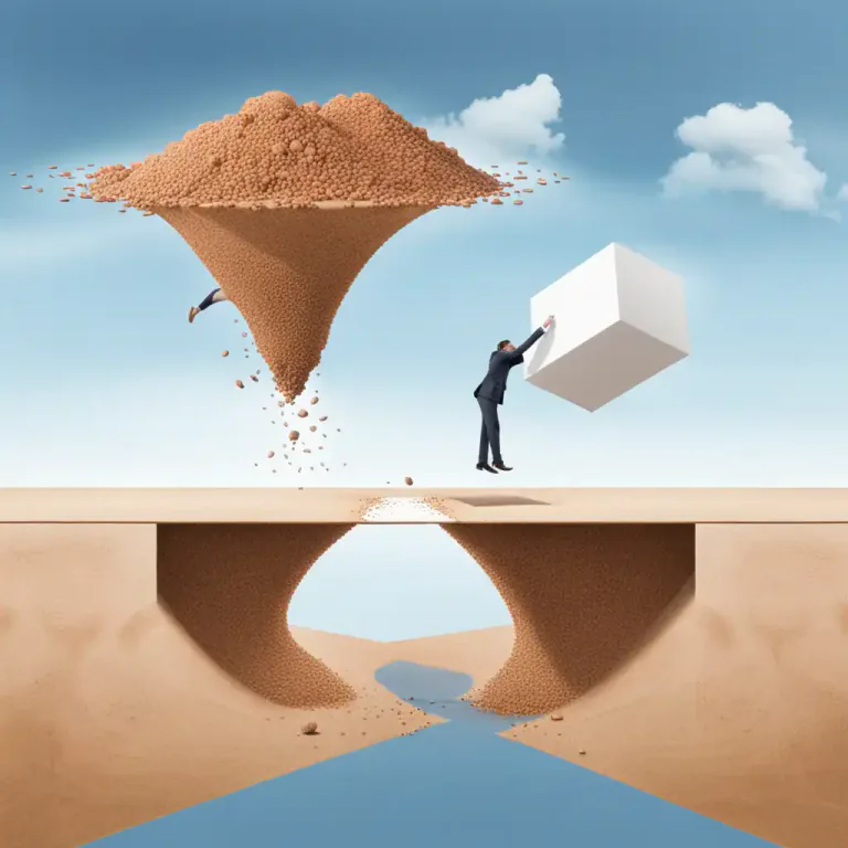 Visual representation of "cut the ground from under somebody’s feet" - To suddenly make someone's position or situation much less secure by doing something unexpected.