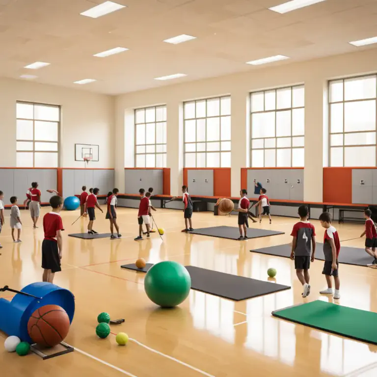 Visual representation of "gym" - A room or building equipped for sports or physical education in a school or other institution