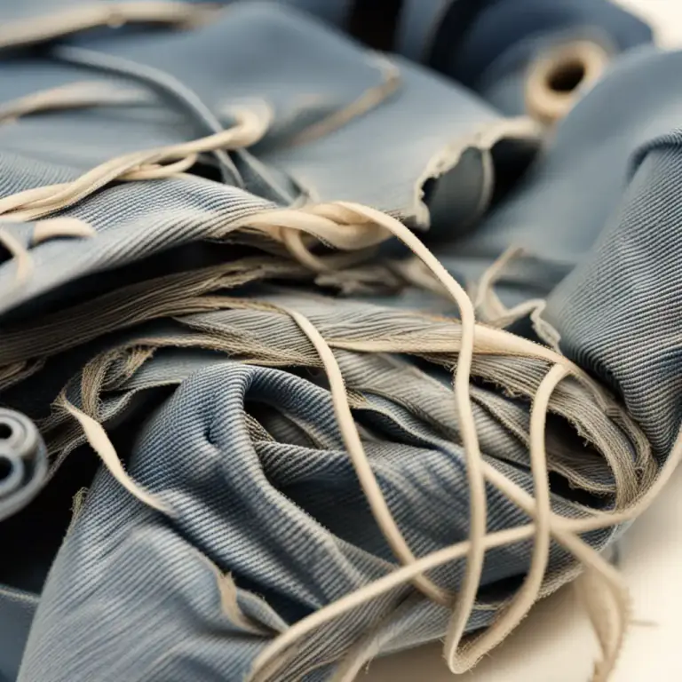 Visual representation of "fray at/around the edges/seams" - To wear out, deteriorate, or unravel, especially slowly or over time.