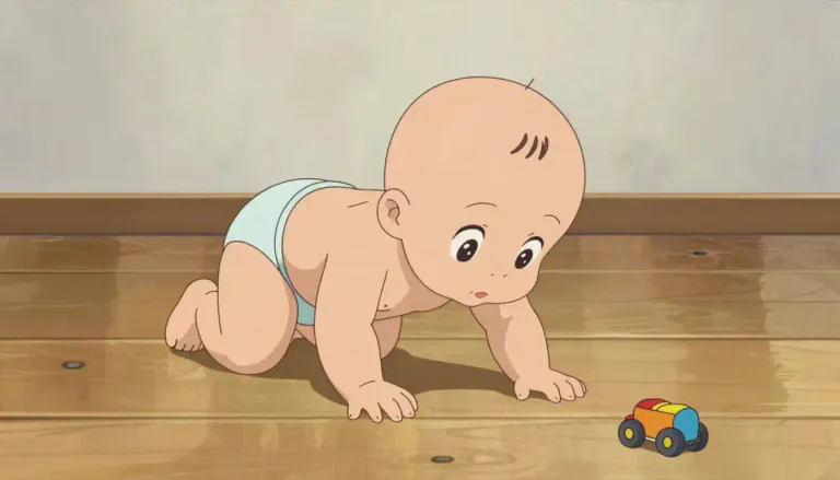 Visual representation of "crawl" - To move slowly on the hands and knees or dragging the body low to the ground