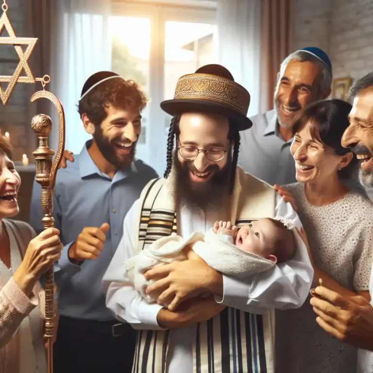 Visual representation of "brit" - In Jewish tradition, the ceremony of circumcising a male Jewish baby on the eighth day after his birth.