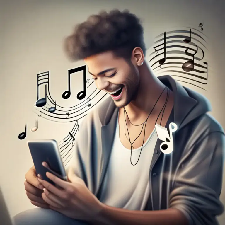 Visual representation of "ringtone" - A small file stored in a mobile phone that plays a tune when a call is received