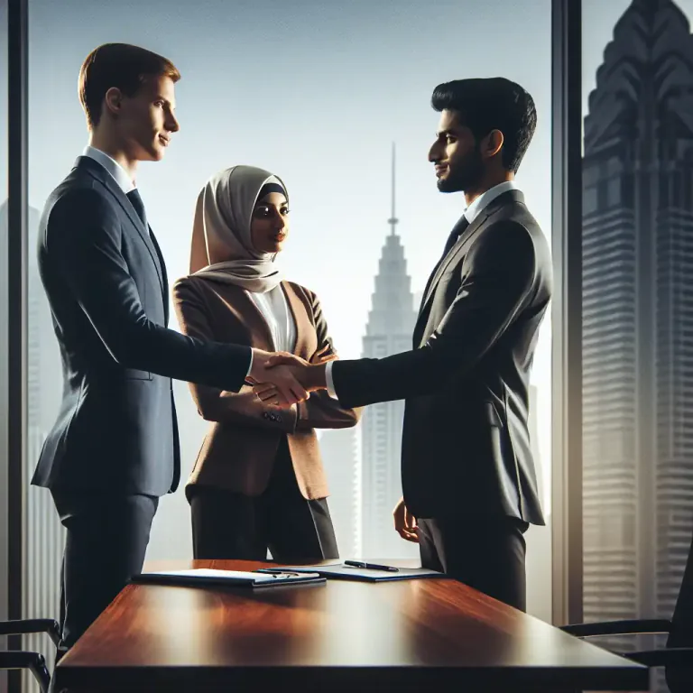Visual representation of "broker" - To arrange or negotiate a deal or agreement between two parties.