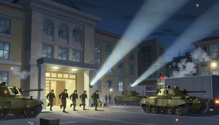 Visual representation of "putsch" - A sudden and violent attempt to overthrow a government.