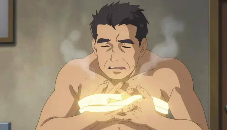 Visual representation of "angina" - A type of chest pain that feels tight, heavy, or squeezing.