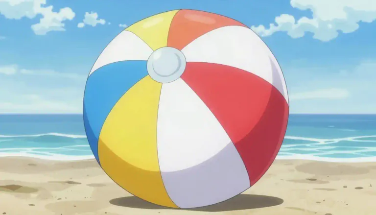 Visual representation of "beachball" - A beachball is a large, inflatable ball, typically designed for play on the beach or in water.