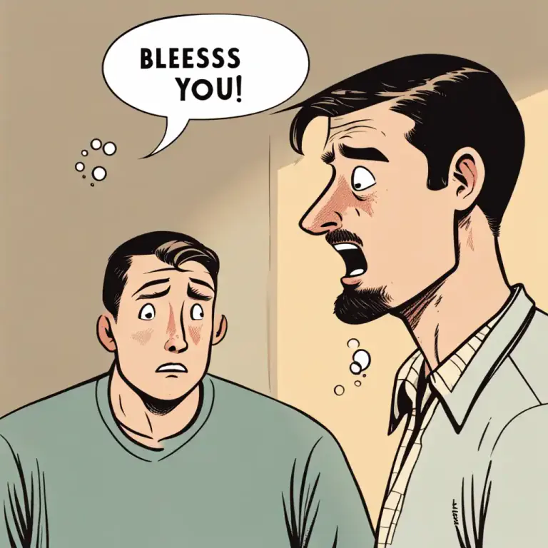 Visual representation of "bless you, her, him, etc." - Said to someone after they sneeze.