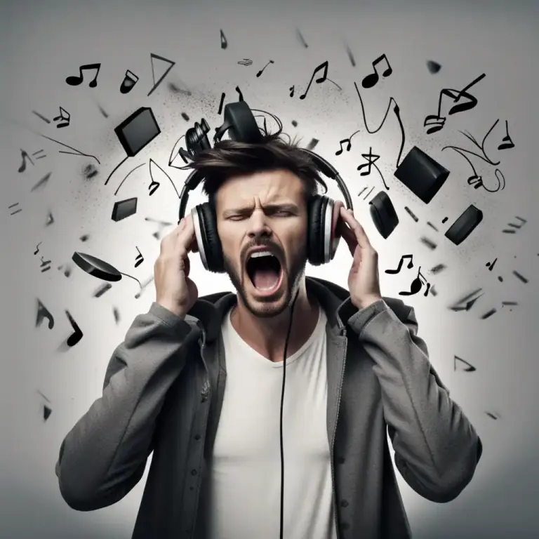 Visual representation of "tune out" - To intentionally detach oneself from reality or disengage from one's surroundings.