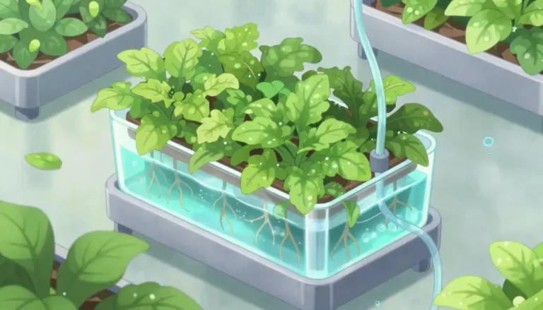 Visual representation of "hydroponics" - Hydroponics is a method of growing plants in a nutrient-rich water solution rather than in soil.