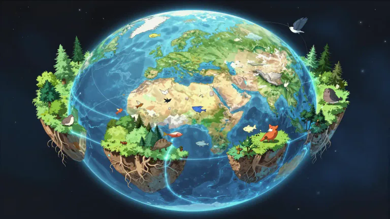 Visual representation of "ecosphere" - The ecosphere refers to the global ecosystem, including all living organisms and their physical surroundings.