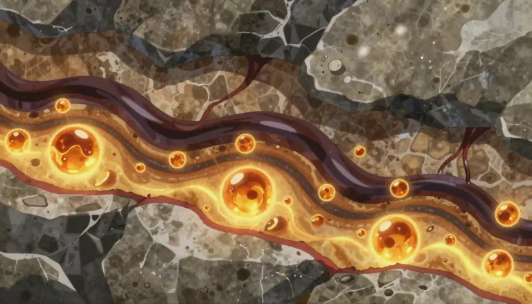Visual representation of "kerogen" - Kerogen is a type of organic matter found in sedimentary rocks that can produce hydrocarbons like oil and gas when subjected to heat and pressure over time.