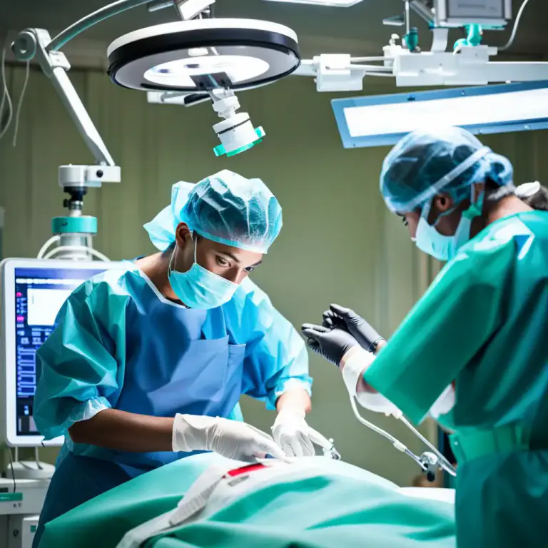 Visual representation of "operation" - A medical procedure in which a doctor cuts into someone's body in order to repair or remove part of it.