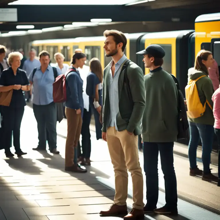 Visual representation of "push in" - To join a queue not at the back, but at a different point.
