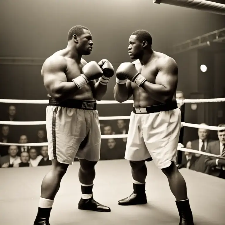 Visual representation of "square off" - To prepare to fight or confront someone.