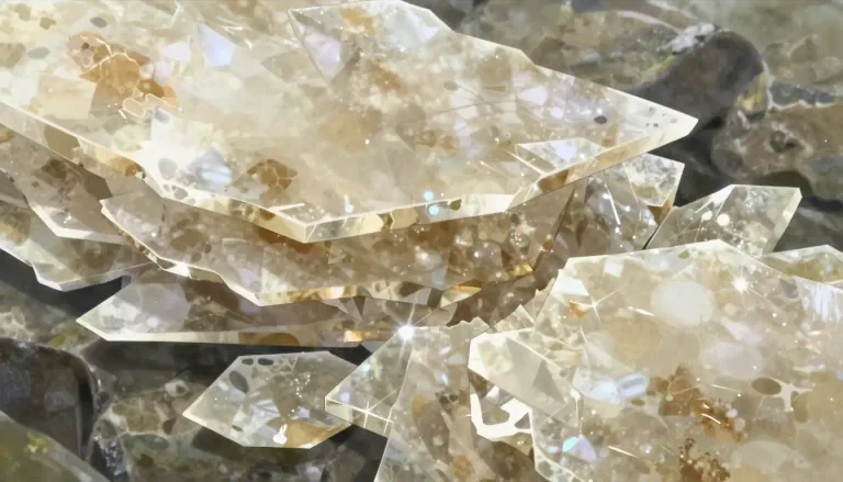 Visual representation of "muscovite" - A type of mineral or mica that is characterized by its layered, flaky structure and is often used in industrial applications.