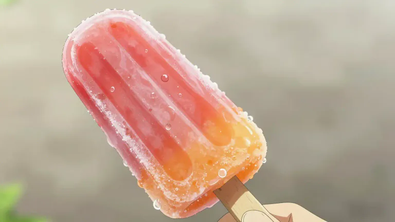 Visual representation of "popsicle" - A popsicle is a frozen dessert made from flavored water or fruit juice, served on a stick.