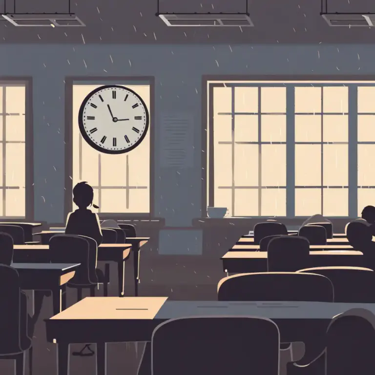 Visual representation of "detention" - A punishment in which a student is made to stay at school after the others have gone home