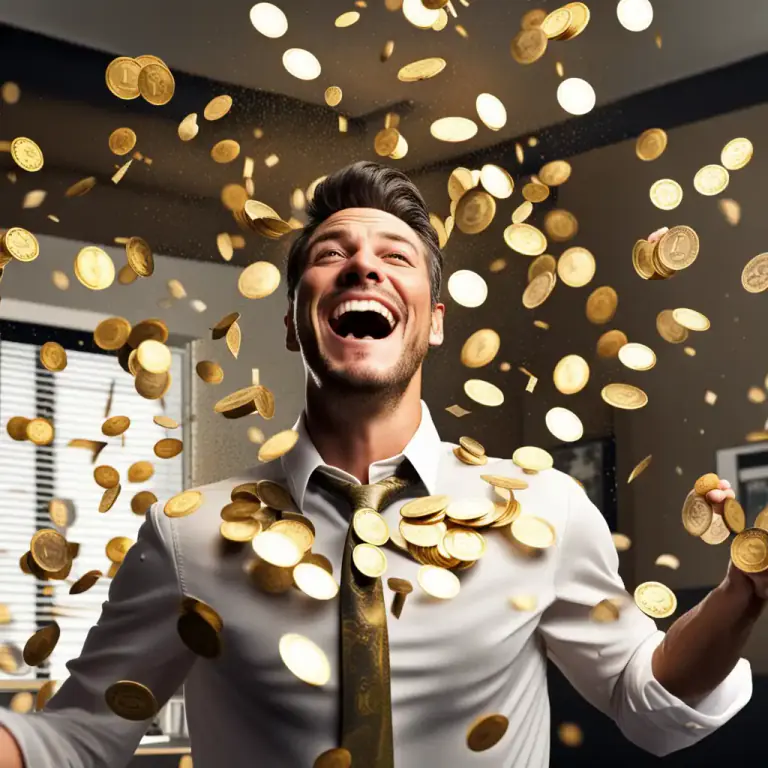 Visual representation of "be rolling in money/it" - To have a lot of money