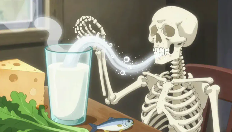 Visual representation of "calcium" - a white-colored chemical element that is found in many foods, bones, and teeth