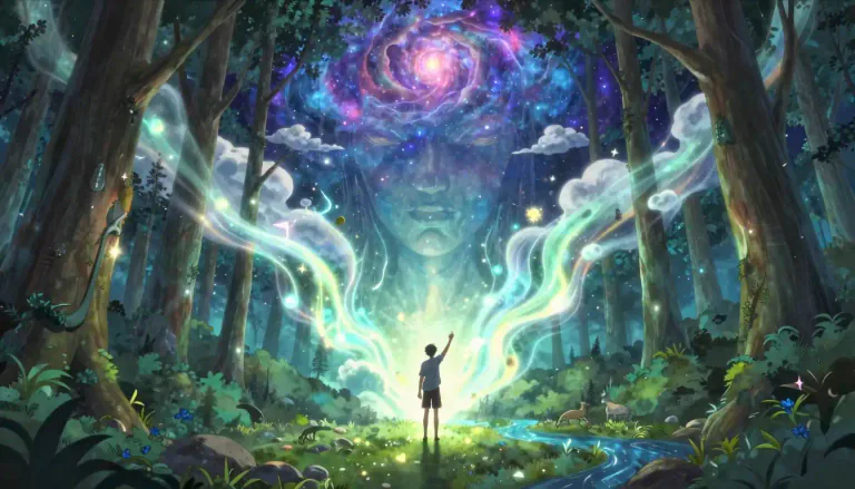 Visual representation of "pantheism" - The belief that everything is a part of an all-encompassing god or that the universe itself is divine.
