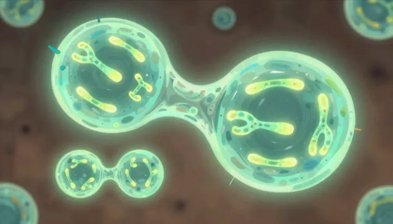 Visual representation of "meiosis" - A kind of cell division which produces four daughter cells, each with half the number of chromosomes of the parent cell.