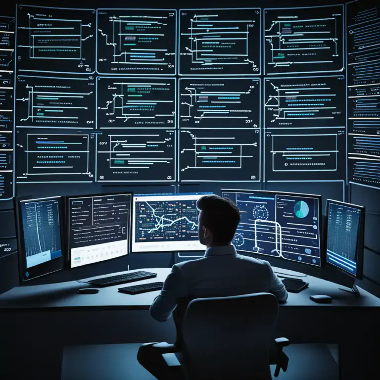 Visual representation of "architect" - A person who programs or plans the structure and organization of a computer system or network.