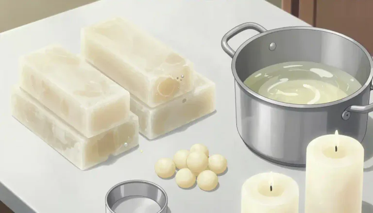 Visual representation of "paraffin" - A white or transparent solid material made from petroleum. It can be used to make candles, wax paper, or for lubrication.