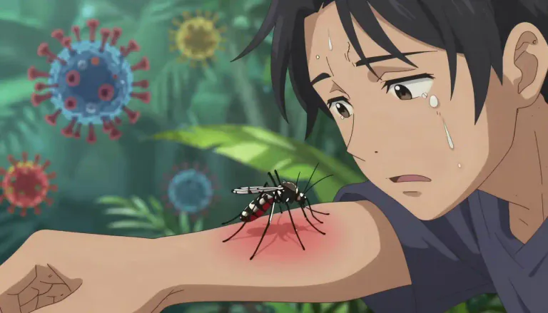 Visual representation of "dengue" - A disease caused by a virus, which is spread by mosquitoes.