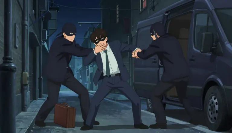 Visual representation of "kidnap" - To take someone away illegally and usually by force