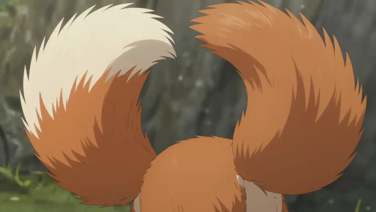 Visual representation of "foxtail" - A term used to describe the tail of certain animals, particularly those that appear bushy and fluffy, similar to a fox's tail.