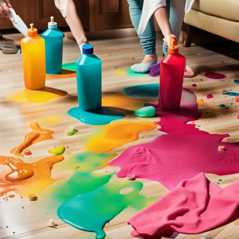 Visual representation of "mop up" - To clean up a liquid mess using a mop or cloth.