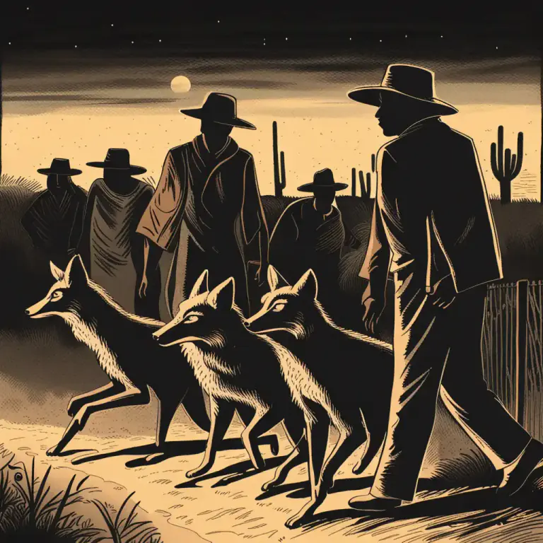 Visual representation of "coyote" - A person who smuggles people from Mexico into the U.S, often dangerous and illegal