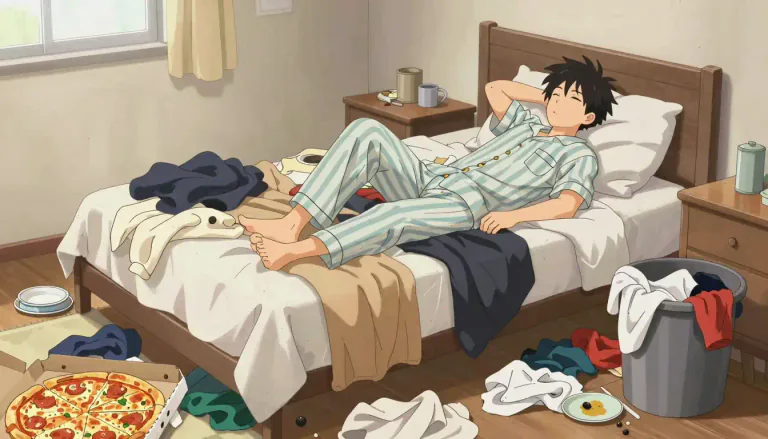 Visual representation of "slob" - A person who is lazy and has low standards of cleanliness.