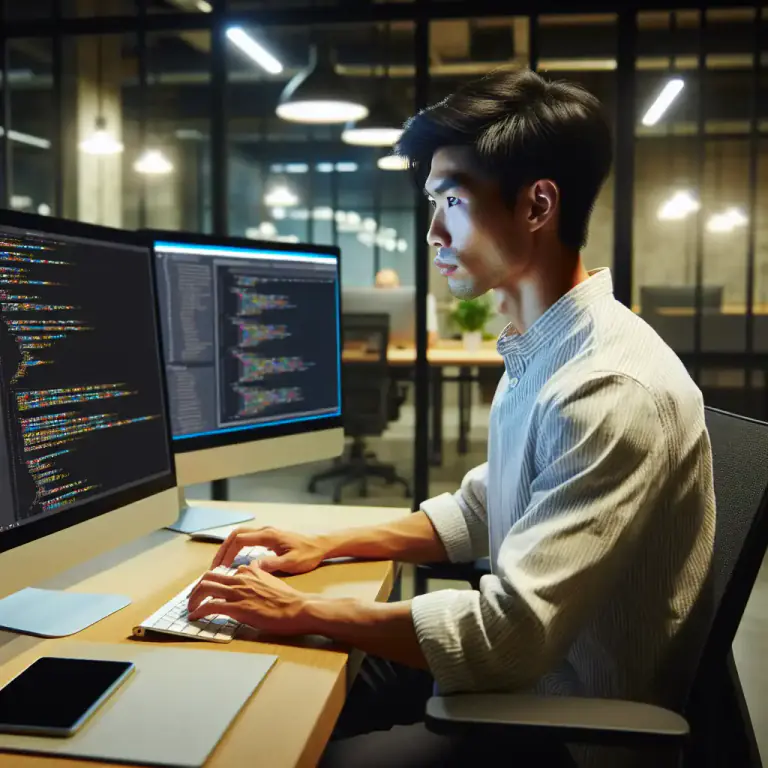 Visual representation of "developer" - A person who designs, builds, or maintains a website or software system using coding languages