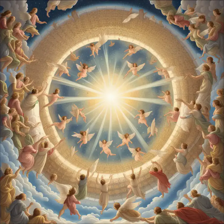 Visual representation of "firmament" - In religious or spiritual contexts, specifically in biblical texts, it refers to the dome or vault of the heaven separating the earth from the heavens above it.