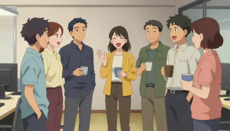 Visual representation of "socialize" - To meet and talk with people in a friendly way